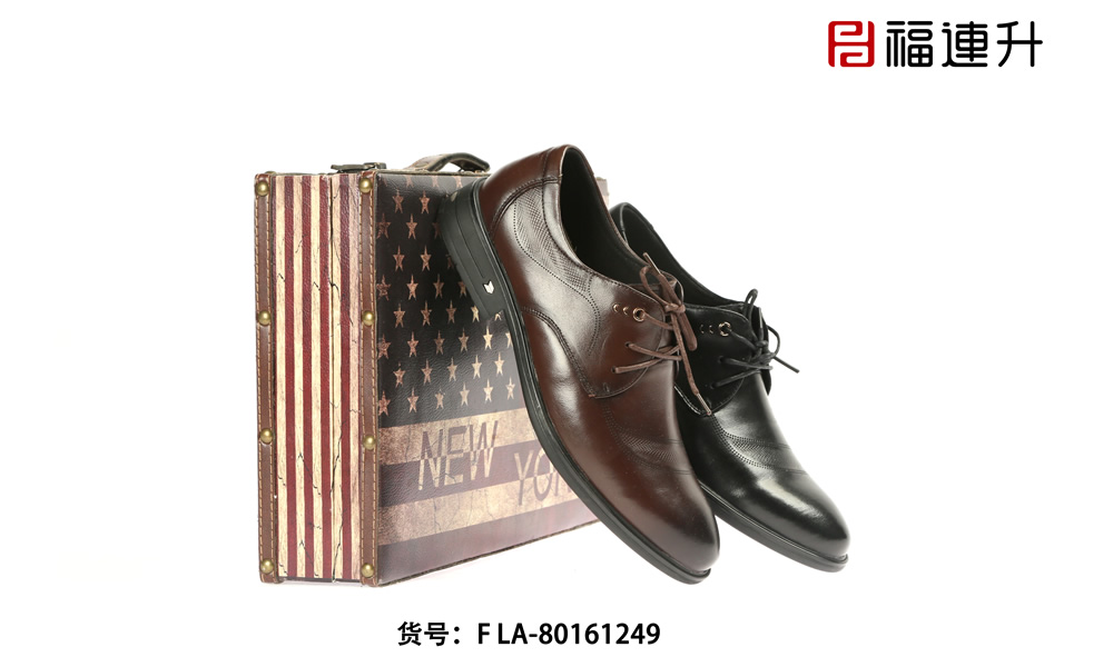 福連升商務正裝男鞋 牛皮面棉麻內里舒適休閑商務單鞋圖片