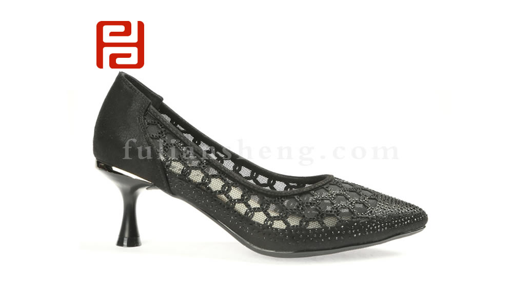 福連升套腳高跟女鞋單鞋 一腳蹬尖頭流光彩鉆高跟女鞋圖片