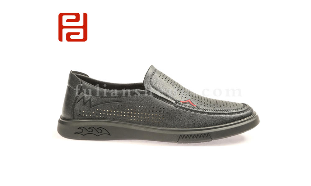 福連升夏新款男鞋 舒適套腳鏤空商務休閑男單鞋圖片