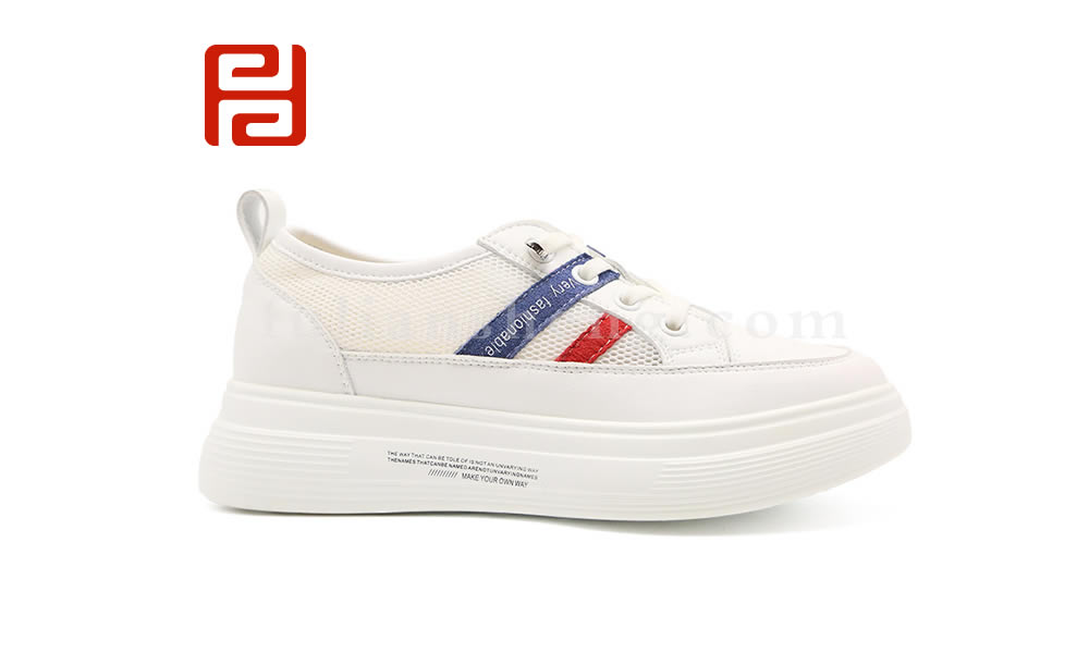 福連升厚底小白鞋女鞋 夏季新款薄款網面鞋松糕鞋圖片