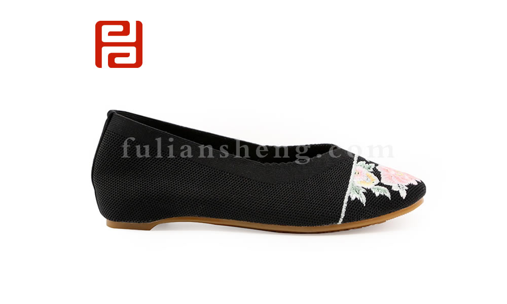 福連升老北京布鞋女夏季透氣網面繡花單鞋淺口軟底一腳蹬涼鞋圖片