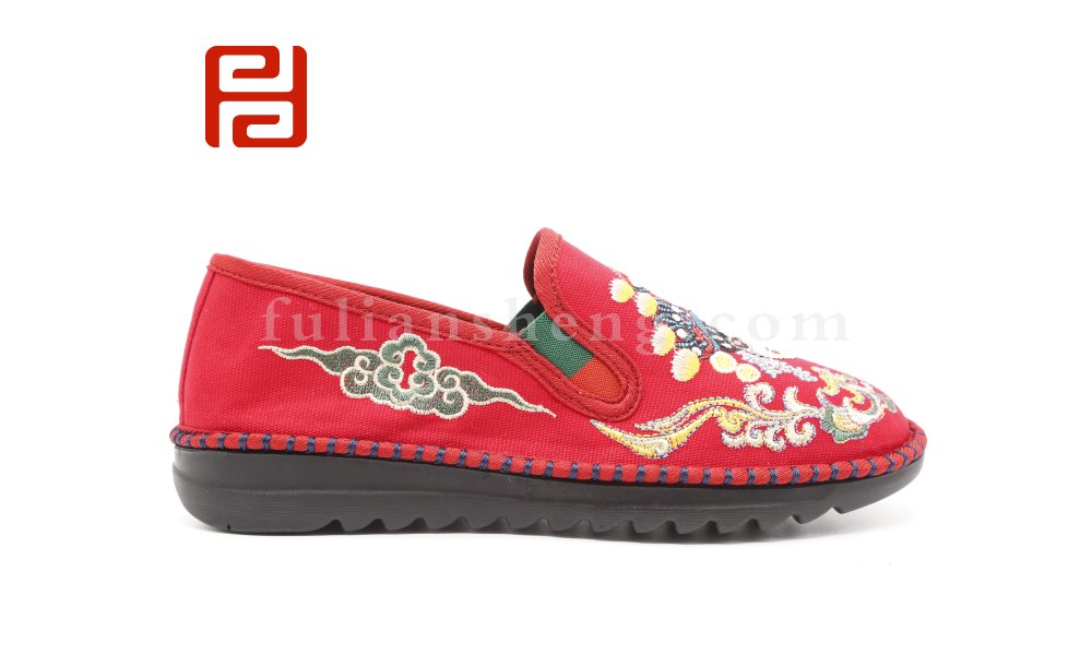 福連升2020冬季新款民族風臉譜刺繡女款棉鞋圖片