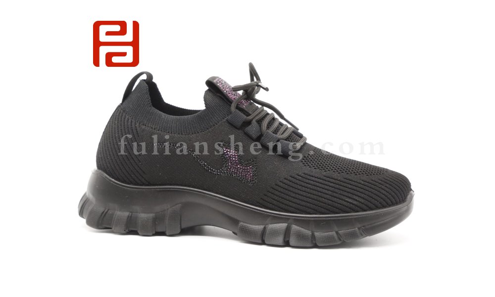 福連升2020冬季新款飛織面料輕便軟底女休閑運動鞋圖片