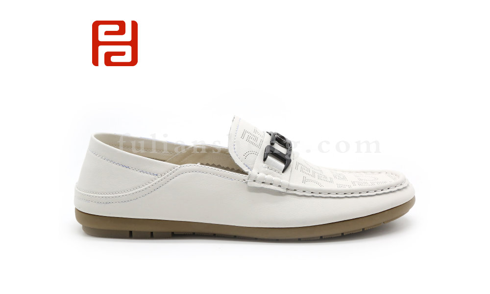 福連升夏季商務(wù)休閑男鞋透氣橡膠底手縫豆豆鞋