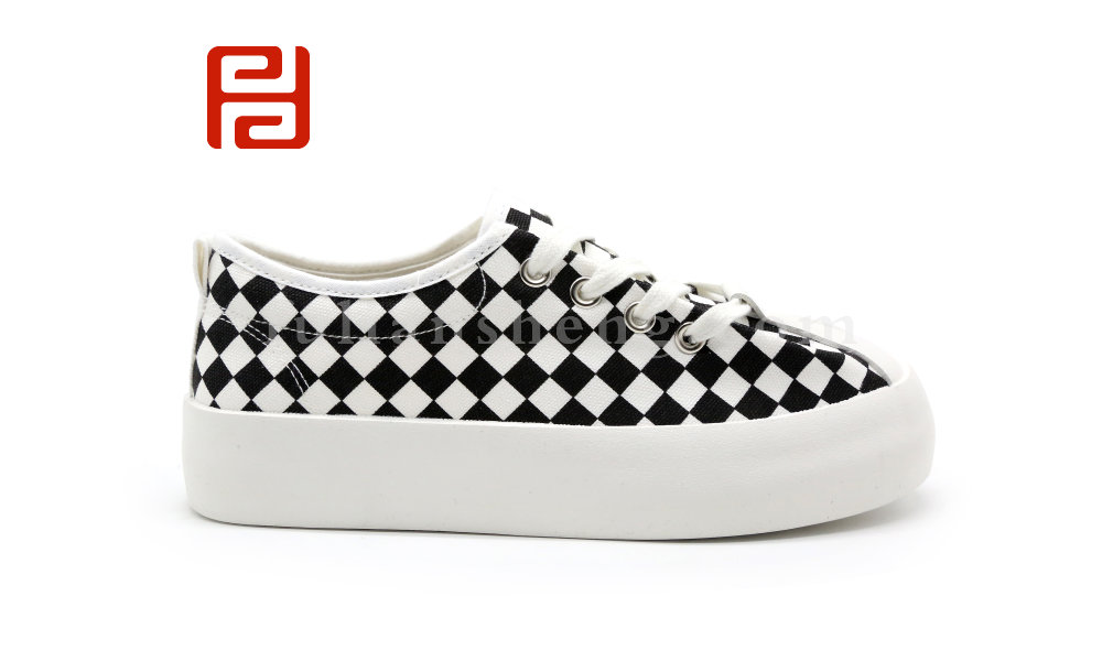 福連升夏季女鞋板鞋自由撞色棋盤格厚底舒適透氣鞋子