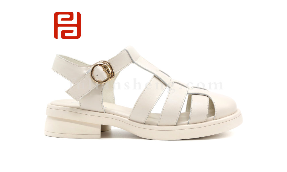 福連升夏季女鞋涼鞋復古森系羅馬鞋皮質面料