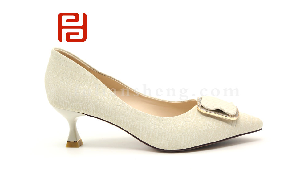 福連升休閑鞋女鞋職業工作鞋春款尖頭方扣細跟中高跟鞋淺口單鞋圖片