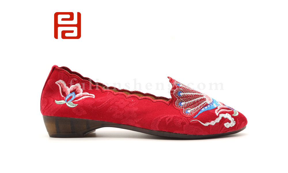 福連升老北京布鞋漢唐風韻繡花牛筋底舒適婚鞋女鞋