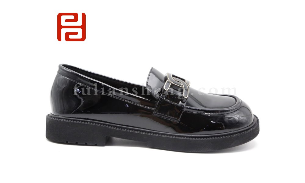 福連升休閑鞋女鞋春秋樂福小皮鞋漆皮亮面低跟女鞋圖片