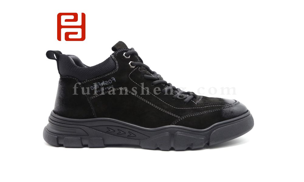 福連升休閑鞋冬加絨男鞋工裝風靴子皮面男靴圖片