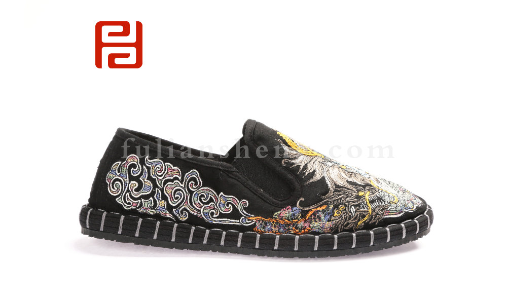 福連升男士刺繡亞麻復古風中國龍祥云老北京布鞋單鞋(圖3)