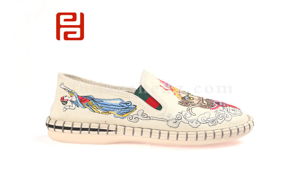 福連升男刺繡民族風復古北京布鞋一腳蹬臉譜布鞋(圖2)