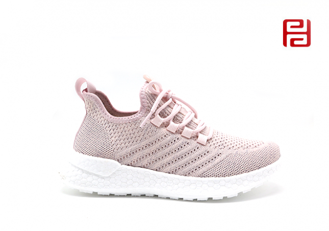 福連升休閑運(yùn)動女鞋飛織透氣輕便爆米花鞋底